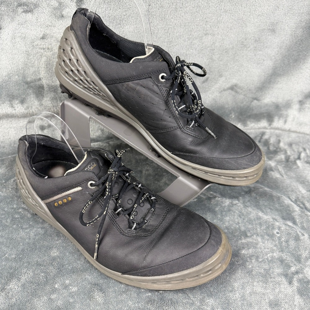 Ecco Golf Shoes Black Leather Spiked Athletic‎ Comfort Mens Performance
